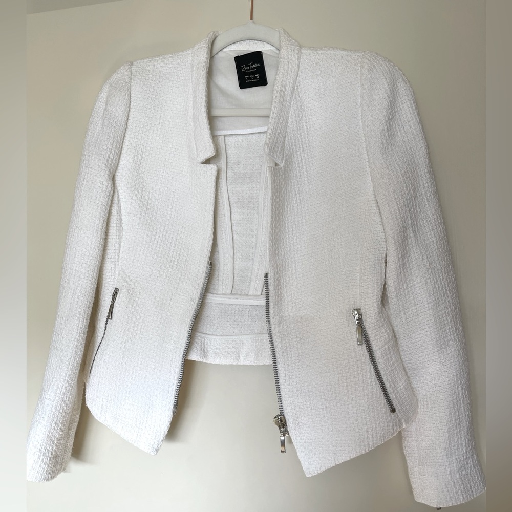 Zara Trafaluc Fitted Jacket / White / L
